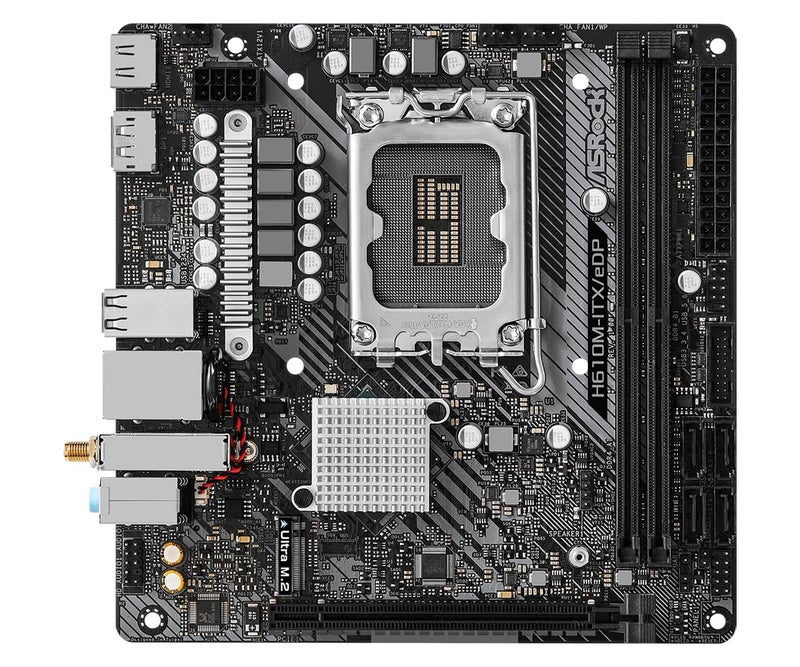 ASRock H610M-ITX/eDP Mini-ITX Motherboard, Supports Intel 14th/13th/12th Gen Core Processors (LGA1700), DDR4, PCIe 4.0, eDP, HDMI, DisplayPort, Intel Gigabit LAN, Wi-Fi 5, Dr.MOS - Image 2