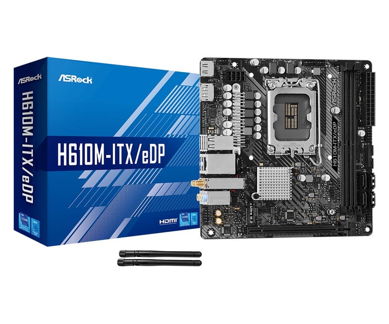 ASRock H610M-ITX/eDP Mini-ITX Motherboard, Supports Intel 14th/13th/12th Gen Core Processors (LGA1700), DDR4, PCIe 4.0, eDP, HDMI, DisplayPort, Intel Gigabit LAN, Wi-Fi 5, Dr.MOS - Image 5