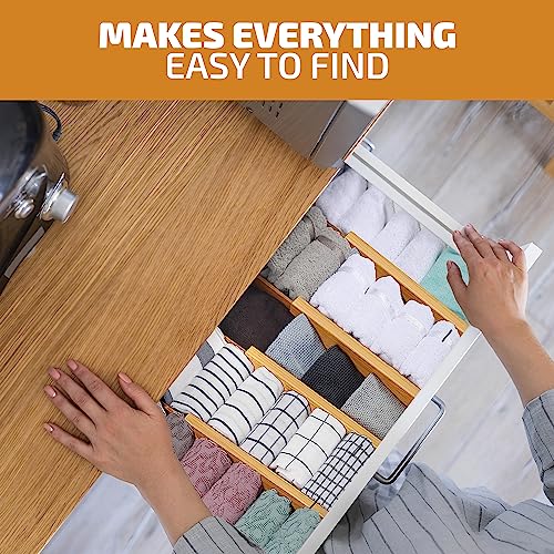 Bambüsi 4 Pack Drawer Dividers Bamboo 2.6" High, 16-22" Adjustable Drawer Organizers for Clothes, Expandable Dresser Separators in Bedroom/Bathroom/Kitchen/Office Organization and Storage (Natural) - Image 4