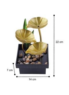 EASY HOME APPLIANCE EASY HOME APPLIANCE 3Tier Metal Tabletop Water Fountain for Home Decor Living Room Indoor Waterfall Desktop Leaf Fountains for Office Table Relaxation Fountain with Natural Stones1pcs  - Image 3