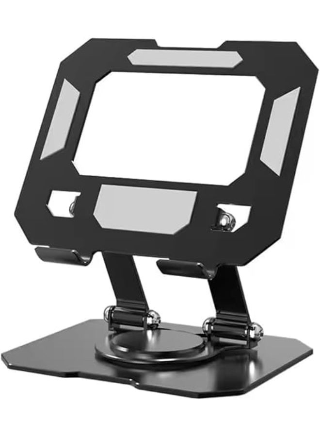 حامل معدني محمول مريح للأجهزة اللوحية | قابل للطي والتعديل، يدور 360 درجة، لأجهزة آيباد المكتبية | هاتف | حامل للأجهزة اللوحية للمكتب | رف منزلي | سرير | سيارة (قطعة واحدة) - Image 1