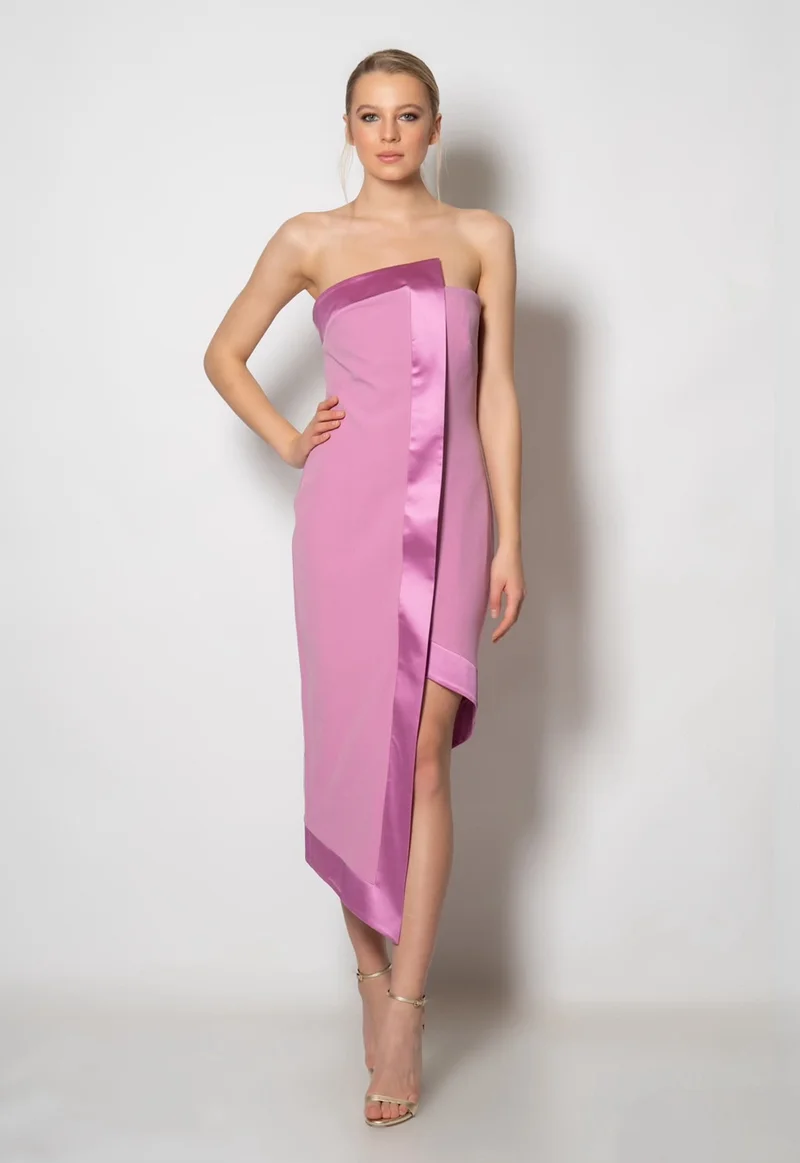 Marvella By Rasha Strapless Satin-Trim Midi Dress