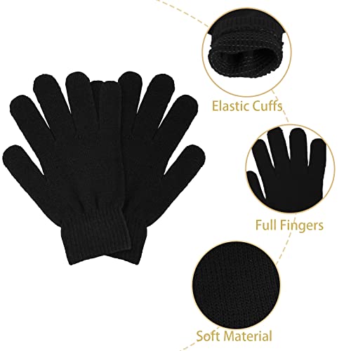 LYDTICK 3 Pairs Winter Magic Gloves Warm Strecty Knit Gloves For Men Women in Common Size, Black - Image 3