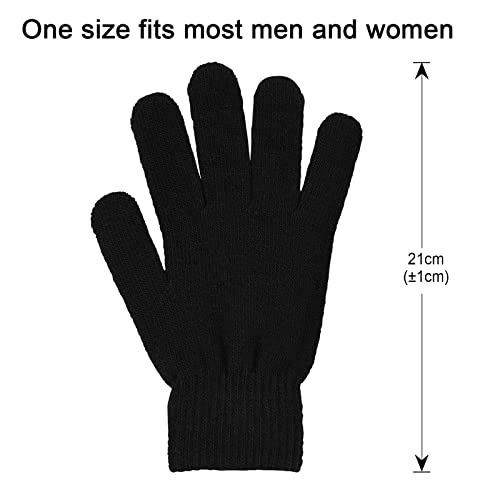 LYDTICK 3 Pairs Winter Magic Gloves Warm Strecty Knit Gloves For Men Women in Common Size, Black - Image 2