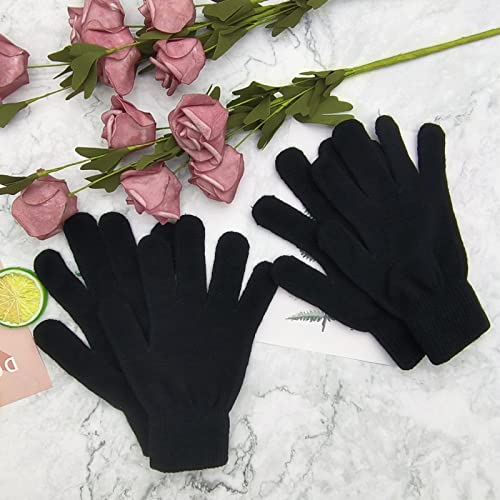 LYDTICK 3 Pairs Winter Magic Gloves Warm Strecty Knit Gloves For Men Women in Common Size, Black - Image 5