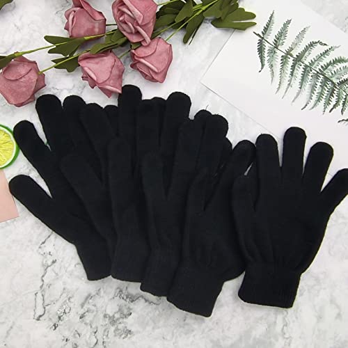 LYDTICK 3 Pairs Winter Magic Gloves Warm Strecty Knit Gloves For Men Women in Common Size, Black - Image 4