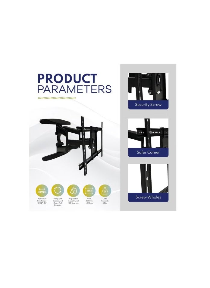 Generic - TV Wall Mount - Full Motion TV Mount - Wall TV Bracket Supports 40 To 85 Inches TV Screens Swivel of up to 180 degrees TV Wall Mount - Image 1