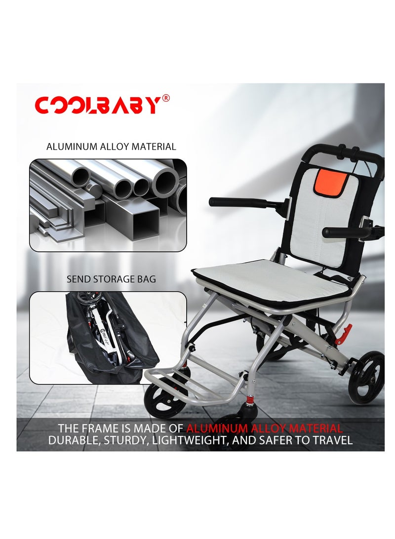 Cool Baby Wheelchairs For The Elderly Wheelchairs Disabled Portable Foldable Double Support Frame Small Hand Push Super Lightweight (Only 19lbs ) - Image 3