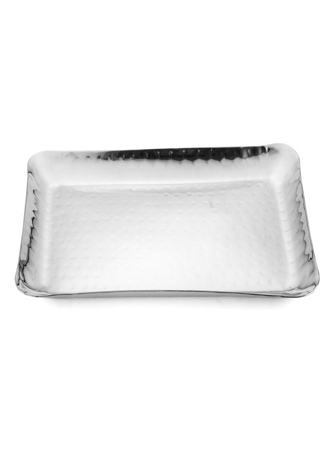 FNS Stainless Steel Rectangular Hammered Finish Deep Platter Ideal Tray for Parties Holidays & BBQ’s - Image 2