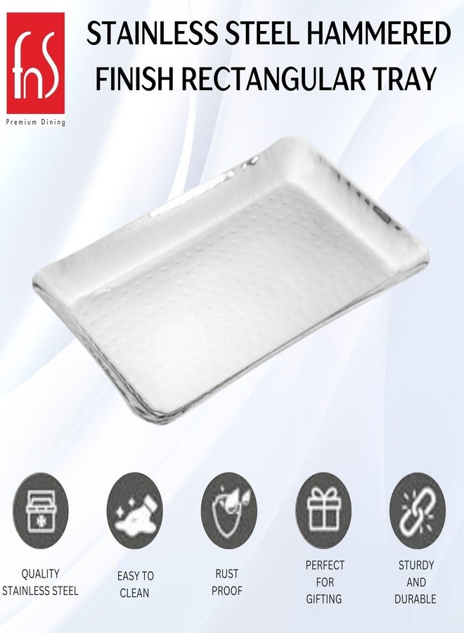 FNS Stainless Steel Rectangular Hammered Finish Deep Platter Ideal Tray for Parties Holidays & BBQ’s - Image 4