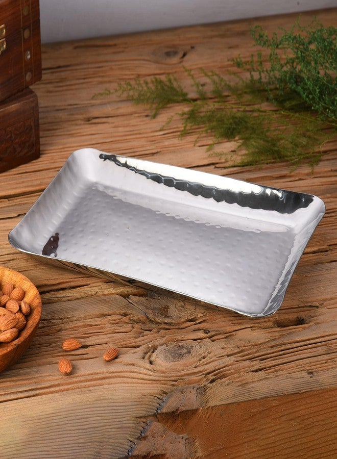 FNS Stainless Steel Rectangular Hammered Finish Deep Platter Ideal Tray for Parties Holidays & BBQ’s - Image 1