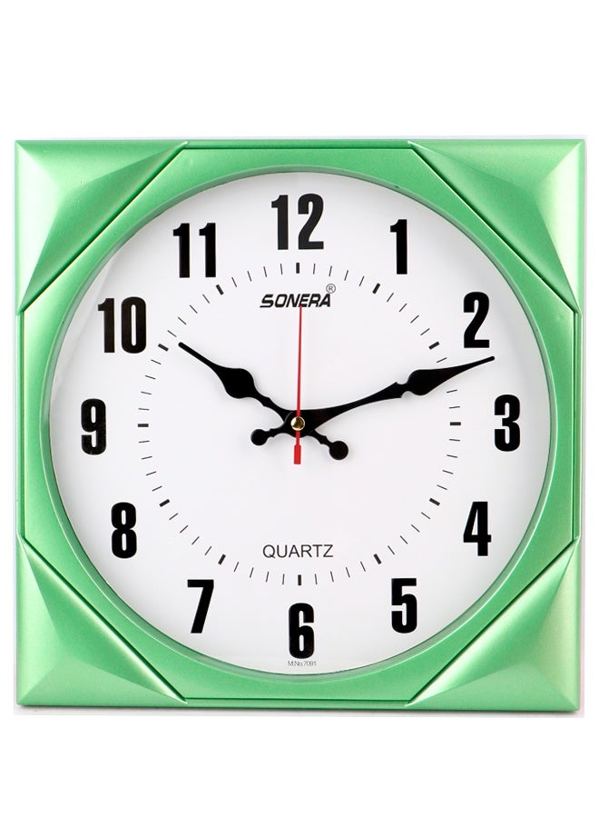 Sonera 7091 Analog Wall Clock – Modern Square Design – 33 cm – Quartz Movement – Elegant Green Color – Stylish Décor for Home and Office - Image 1