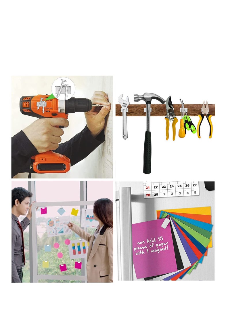 SOLARAE Neodymium Magnets, Self-Adhesive Magnets 20 x 10 x 2 mm, Self-Adhesive Flat Magnetic Plates, Rare Earth Magnets for Whiteboard, Fridge, Photos, Magnetic Strips, Magnetic Board, Crafts (Pack of 30) - Image 4