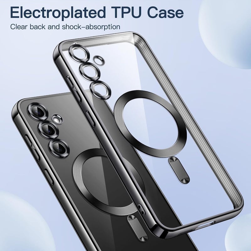 Grabist Phone Case For Samsung Galaxy A15 4G/5G, Clear case with camera lens protector Full protection, MagSafe compatible, scratch-resistant, anti-yellowing (Black) - Image 4