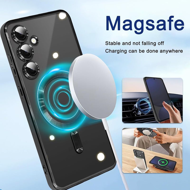 Grabist Phone Case For Samsung Galaxy A15 4G/5G, Clear case with camera lens protector Full protection, MagSafe compatible, scratch-resistant, anti-yellowing (Black) - Image 3