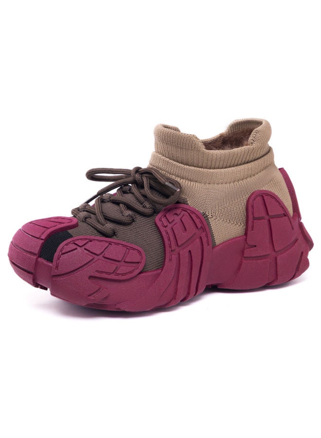 Women's Winter New Cotton Shoes With Plush Lining, Thickened Fashion Casual Thick-soled Cotton Boots, Octopus Thick-soled Sneakers, Women's Cotton Shoes