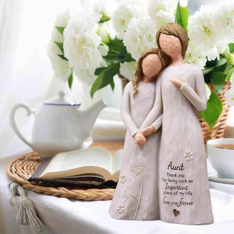 AUMELO Aunt Birthday Gifts, Gifts for Aunts from Niece, Auntie Gift Ideas, Best Aunt Ever Gift, Aunt Niece Embrace Hand-Painted Resin Figurine - Image 3