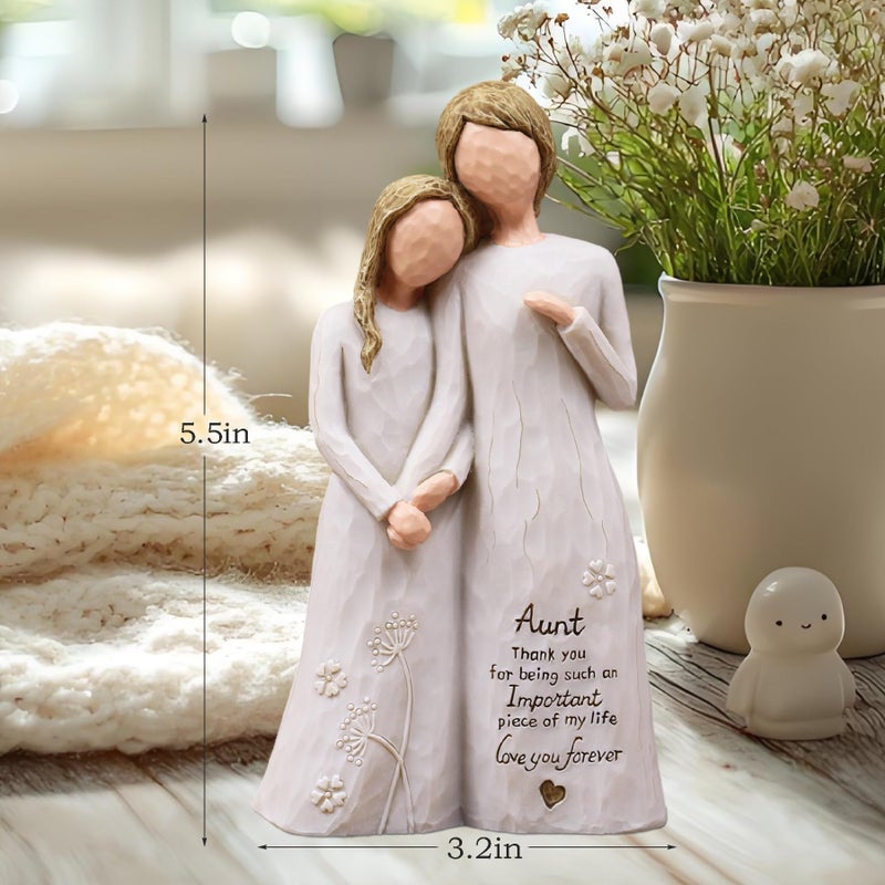 AUMELO Aunt Birthday Gifts, Gifts for Aunts from Niece, Auntie Gift Ideas, Best Aunt Ever Gift, Aunt Niece Embrace Hand-Painted Resin Figurine - Image 4