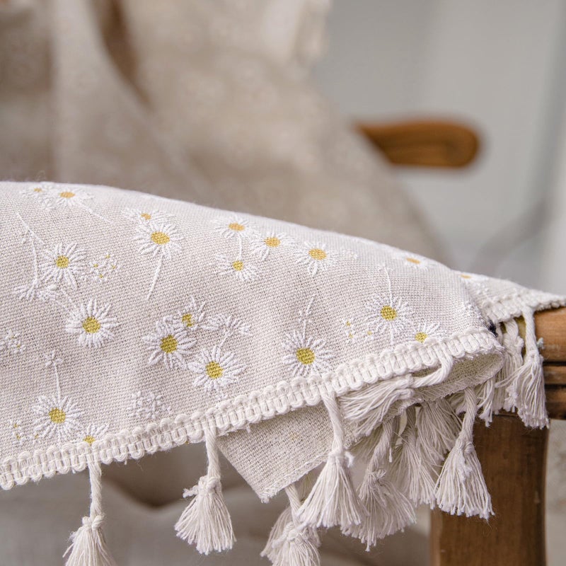 ENJOYBRIDAL ستائر زفاف ENJOYBRIDAL بنقشة الزهور بطول 84 بوصة، قطعتين، بستائر مع دانتيل، جيب للقضيب، نصف شفافة، بوهو ديزي لغرفة النوم والمعيشة، مزرعة ريفية، ستائر نوافذ بوhemian - Image 4