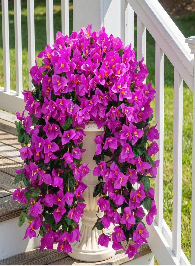 Besteek Artificial Bougainvillea Flowers Plants for Outdoors Decoration, 2 Pcs Faux Silk Hanging Flowers Long Trailing Fake Vines for Front Door Porch Planter Balcony Patio Summer Spring Home Decor, Fuchsia - Image 1