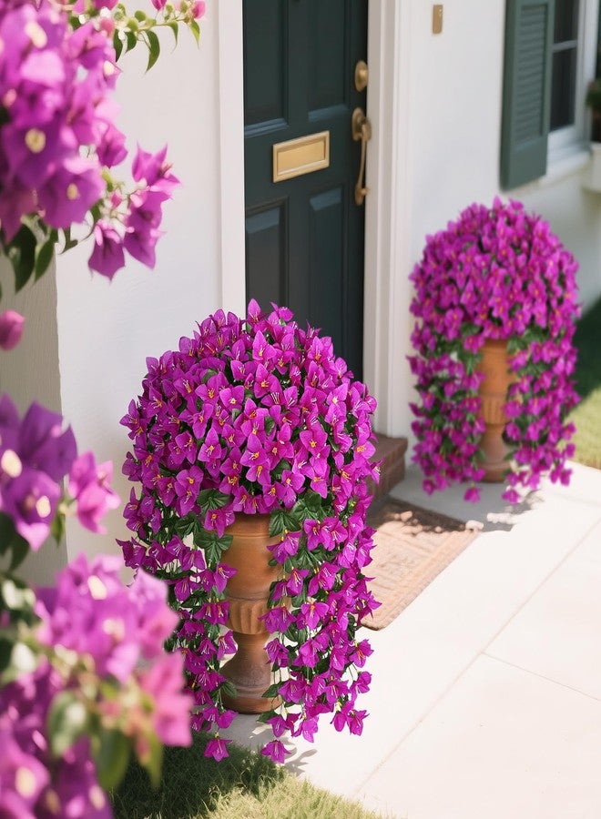 Besteek Artificial Bougainvillea Flowers Plants for Outdoors Decoration, 2 Pcs Faux Silk Hanging Flowers Long Trailing Fake Vines for Front Door Porch Planter Balcony Patio Summer Spring Home Decor, Fuchsia - Image 3
