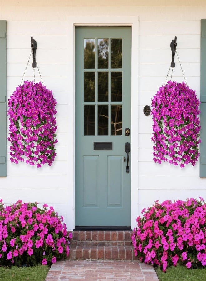 Besteek Artificial Bougainvillea Flowers Plants for Outdoors Decoration, 2 Pcs Faux Silk Hanging Flowers Long Trailing Fake Vines for Front Door Porch Planter Balcony Patio Summer Spring Home Decor, Fuchsia - Image 5