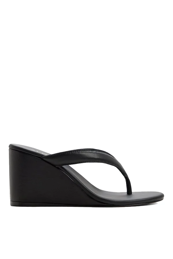 Isabelia Ladies Black Wedge Sandals