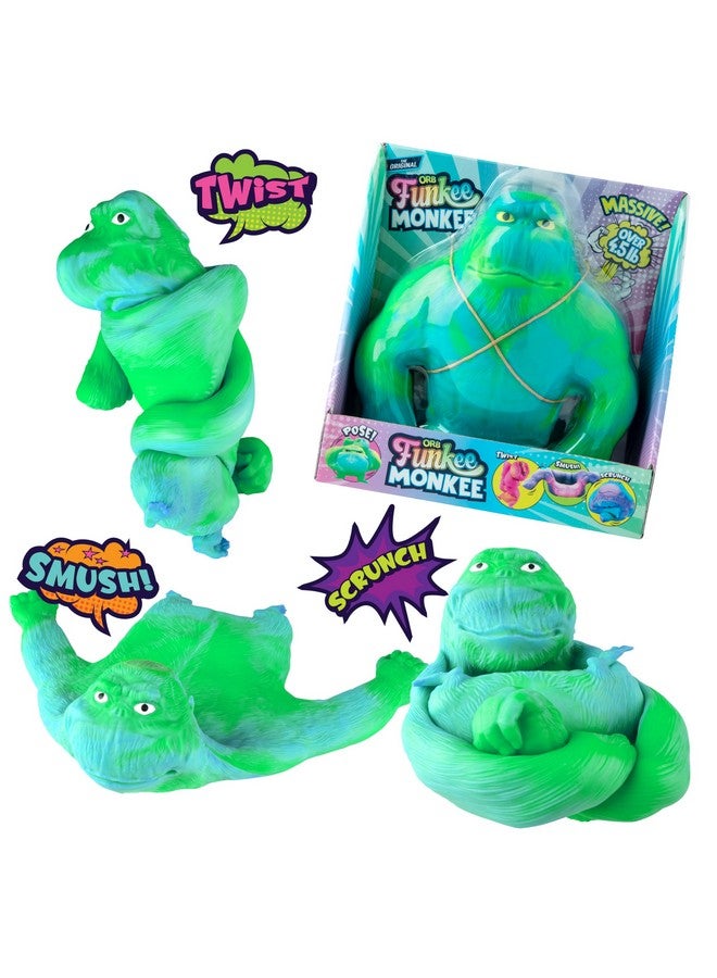 The Orb Factory Orb Original Funkee Monkee Jumbo (Green/Blue) - Big 4.5 Pound Stretchy Monkey - Funny, Squishy And Perfect To Squeeze For Stress Relief - Trending Collectible Sensory/Fidget Toy For Kids And Adults - Image 1