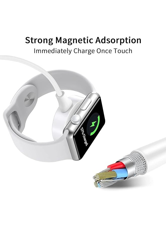 erorex - 4 In 2 Multi Charging Cable For Watch Charger Usb A Usb C Input Travel Charger With Lightning Type C Micro Magnetic Compatible With Iphone 15 14 13 Iwatch 1 9 Galaxy S23 S22 1.2M 3 In1White - Image 1
