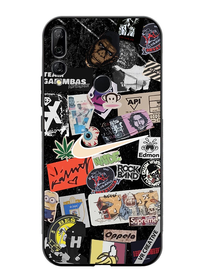 VR CREATIVE غطاء حماية لهاتف هواوي Y9 برايم 2019 بتصميم ملصقات نايك متعدد الألوان - Image 1