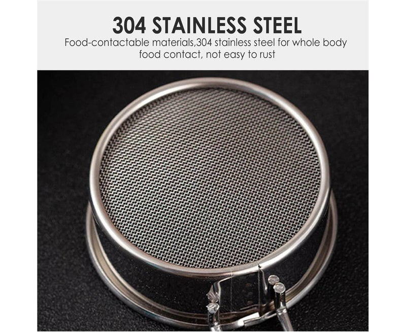 Sieve Fine Mesh Strainer, Flour Sifter for Baking, Powdered Sugar Shaker Duster for Baking Cake Bread, Vintage One-Hand Strainers and Colanders Rustproof - Image 3