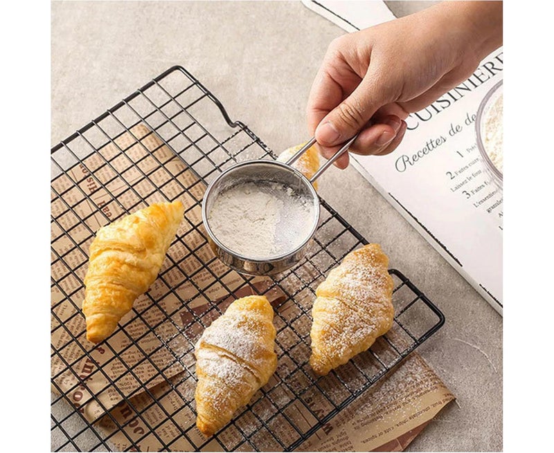 Sieve Fine Mesh Strainer, Flour Sifter for Baking, Powdered Sugar Shaker Duster for Baking Cake Bread, Vintage One-Hand Strainers and Colanders Rustproof - Image 5