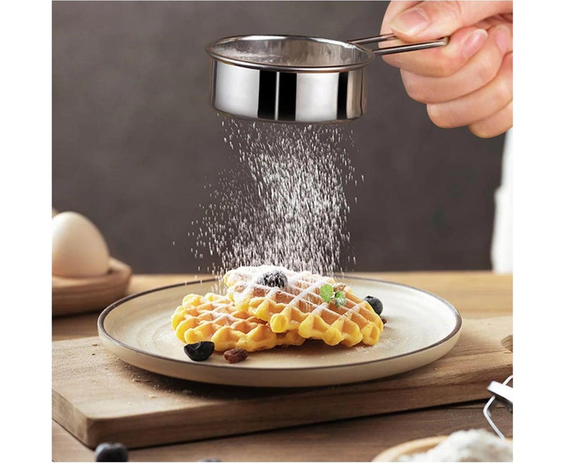Sieve Fine Mesh Strainer, Flour Sifter for Baking, Powdered Sugar Shaker Duster for Baking Cake Bread, Vintage One-Hand Strainers and Colanders Rustproof - Image 4