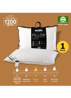 Donetella Single Hotel Cotton Pillow Cotton shell Double Edge Stitched  Premium Pearl 1200 gms Filling 50x75 cms  - Image 1