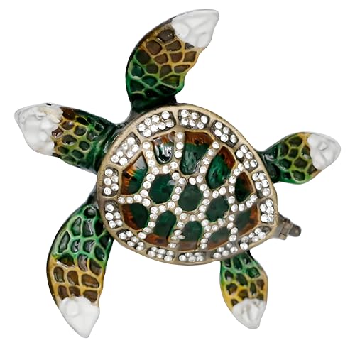 SEVENBEES Green Sea Turtle Box Hand Painted Hinged Small Trinket Boxes Enameled Sea Turtle Decor Jewelry Box Gifts for Home Decor - Image 1