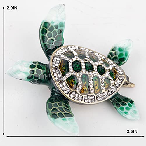 SEVENBEES Green Sea Turtle Box Hand Painted Hinged Small Trinket Boxes Enameled Sea Turtle Decor Jewelry Box Gifts for Home Decor - Image 3