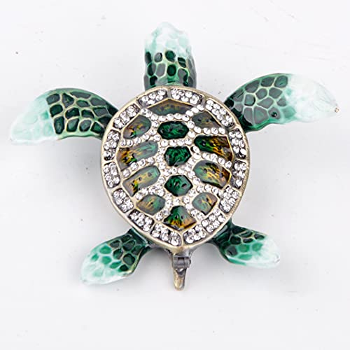 SEVENBEES Green Sea Turtle Box Hand Painted Hinged Small Trinket Boxes Enameled Sea Turtle Decor Jewelry Box Gifts for Home Decor - Image 4