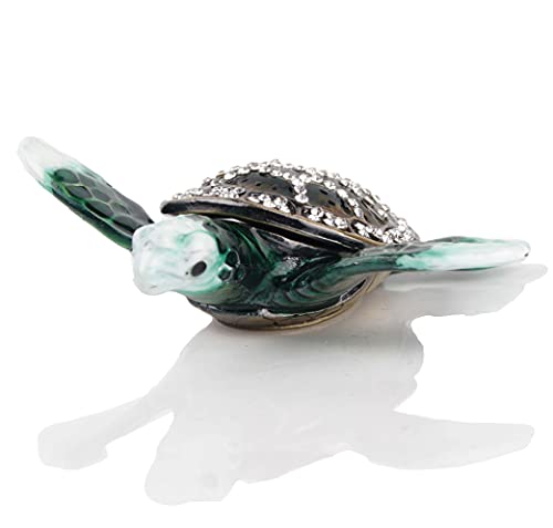 SEVENBEES Green Sea Turtle Box Hand Painted Hinged Small Trinket Boxes Enameled Sea Turtle Decor Jewelry Box Gifts for Home Decor - Image 2