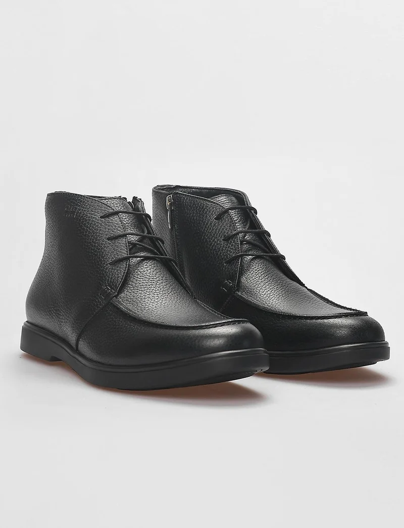 Cabani Genuine Leather Black Zippered Men's Casual Boots