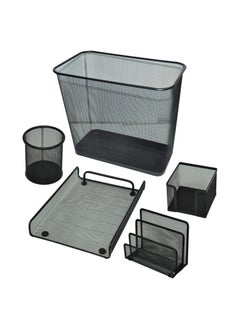 FIS FIS Metal Mesh Office Set, 5 Pieces Per Pack, Black Color - FSDSB82479 