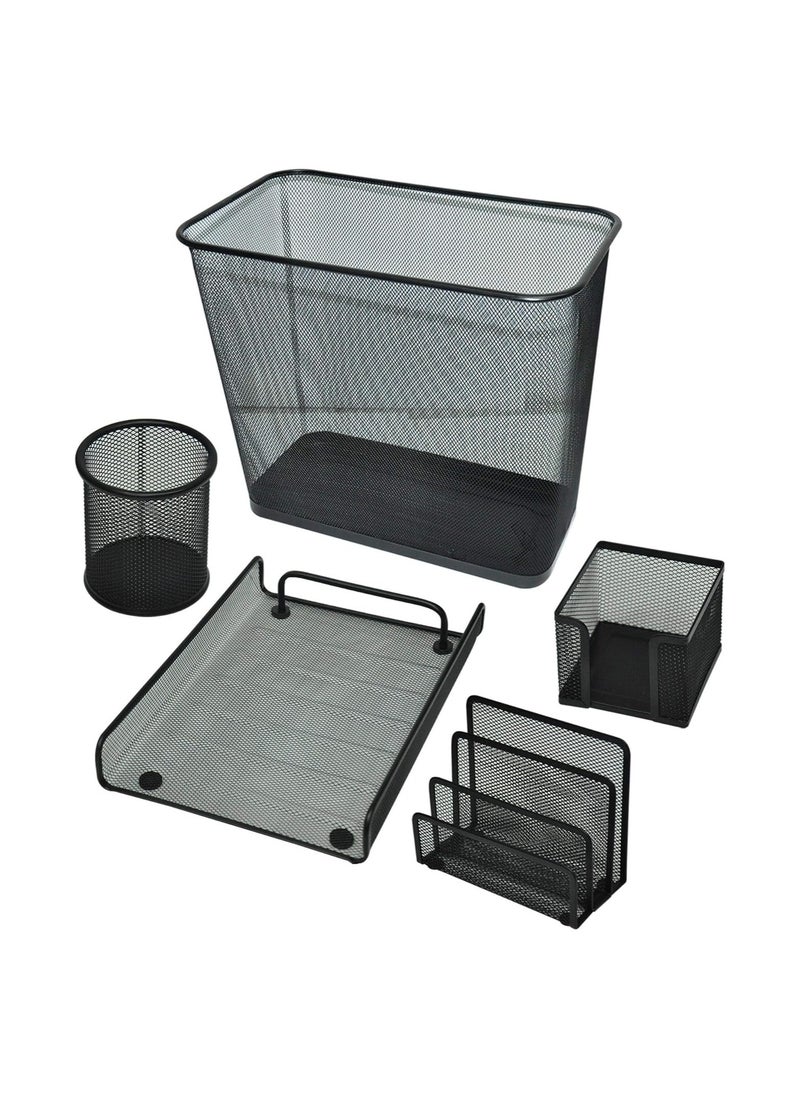 FIS FIS Metal Mesh Office Set, 5 Pieces Per Pack, Black Color - FSDSB82479 
