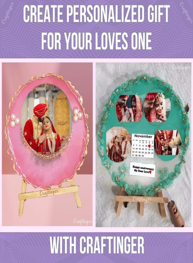 Craftinger Resin Art Photoframe Kit with 300gm Resin & Wooden Stand Acrelic Sticker of Happy Birthday and Happy Anniversary - Image 3