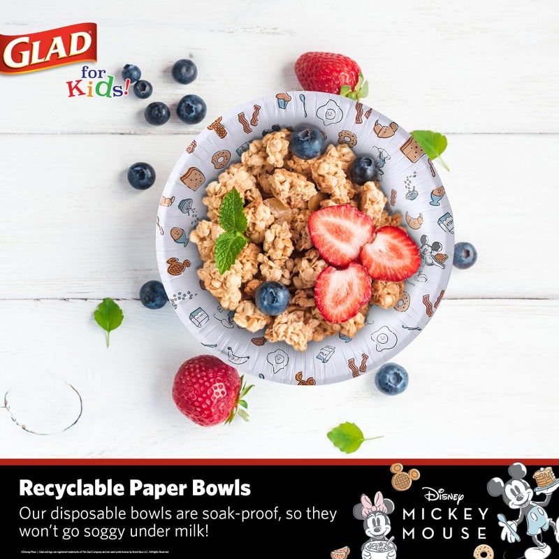 غلاد سعيد للأطفال ديزني ميكي والأصدقاء 16 أوقية الأوعية الورقية باك معزمة مع ميكي وميني ماوس تصاميم | أوعية ورقية صديقة للأطفال للاستخدام اليومي الأوعية الورقية 16 أوقية 50 CT أبيض - Image 4