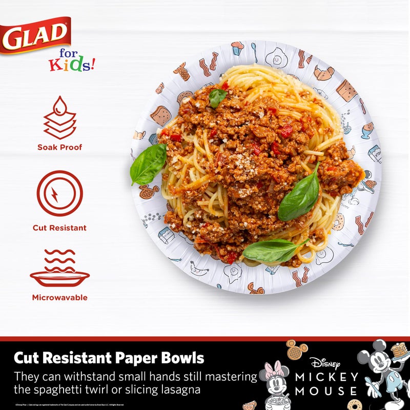 غلاد سعيد للأطفال ديزني ميكي والأصدقاء 16 أوقية الأوعية الورقية باك معزمة مع ميكي وميني ماوس تصاميم | أوعية ورقية صديقة للأطفال للاستخدام اليومي الأوعية الورقية 16 أوقية 50 CT أبيض - Image 3