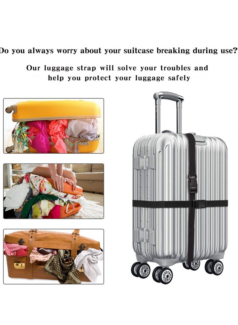Adjustable Luggage Straps Set - 2 Pack Thickened Travel Accessories with Quick Release Buckle, Durable Black Suitcase Straps for Secure Baggage Handling - Image 4