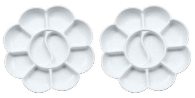 KRYTONEý2 Pcs Small Flower Shape Color Mixing Palette Paint Plate Draw Palette - White - Image 1