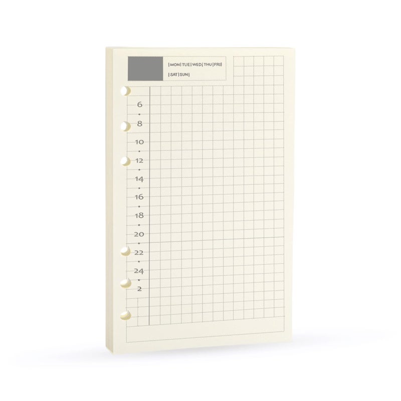 Spiral Notebook Refill,Daily Planner Refill,6 Hole,for Filofax, Personal Size 3.74 x 6.77'', Diary Design with Time Table and Summary, 45 Sheets per Pack, Harphia(A6,Daily)