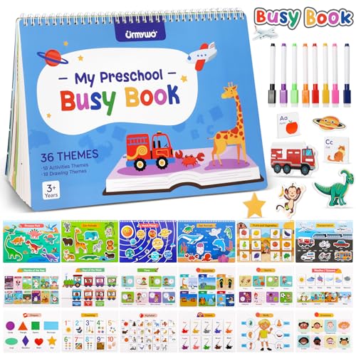 URMYWO Busy Book for Toddlers 35Preschool Learning ActivitiesMontessori Learning Educational Toys Tracing Activity Coloring Books for Kids Ages 48 Autism Sensory Travel toysBack to SchoolEaster Gifts - Image 1