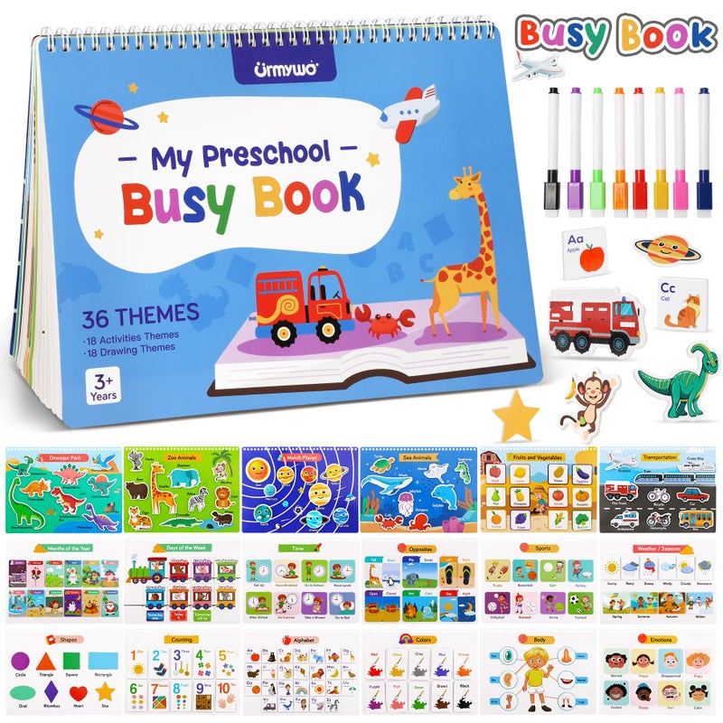URMYWO Busy Book for Toddlers 35Preschool Learning ActivitiesMontessori Learning Educational Toys Tracing Activity Coloring Books for Kids Ages 48 Autism Sensory Travel toysBack to SchoolEaster Gifts - Image 2