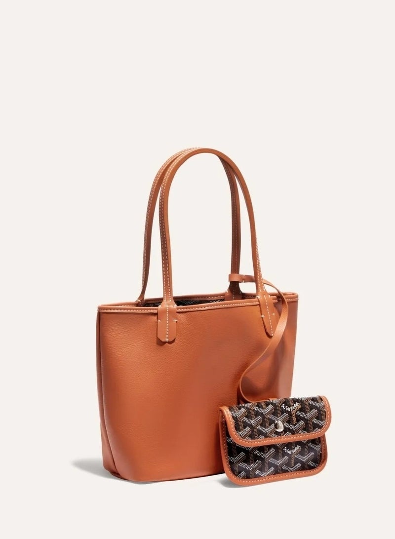 Women's Reversible Fashion Tote Handbag with Detachable Small Pouch – Stylish, Casual, and Versatile for Everyday Use - Image 2